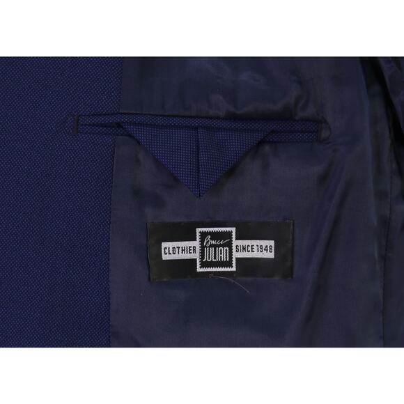 Bruce Julian Men's Clothing Blue Woven Performance Wool 2-Btn Blazer Jacket 40R - Picture 8 of 10